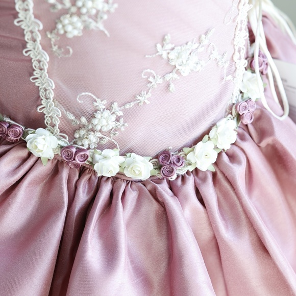 Flower Girl Dress Party Royal Princess Dusty Rose Toddler Girls Size 2 - Picture 7 of 9